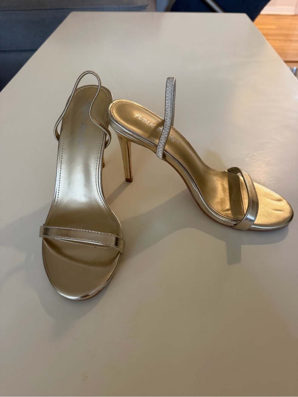 Public Desire - Metallic Gold Slingback Heeled Sandals
